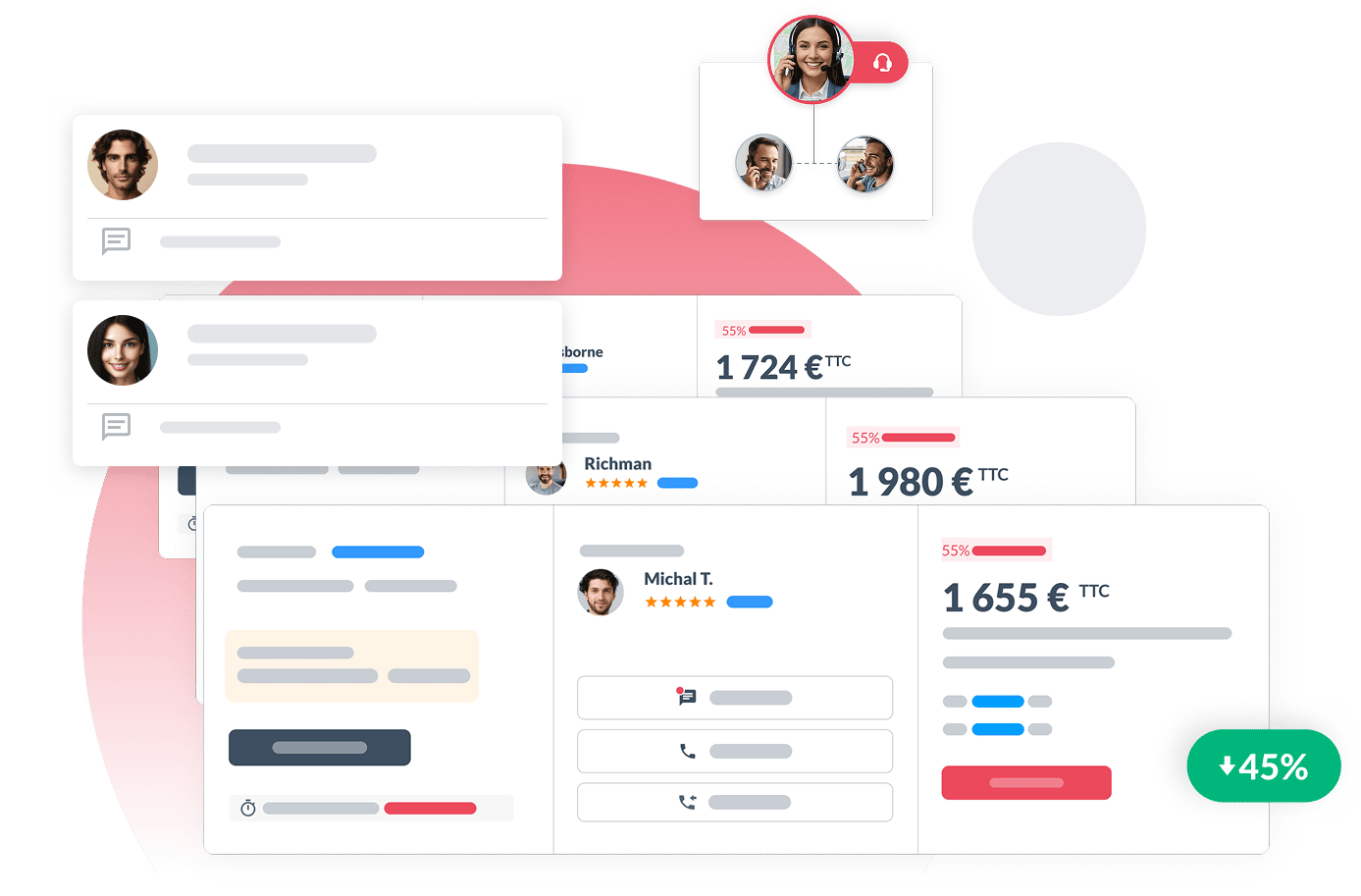 Interface mobile de sélection de devis et de discussion FretBay